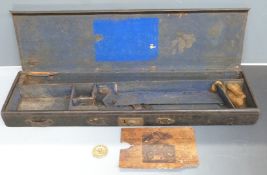 J. B. Warrilow Gun Works of Chippenham fitted leather shotgun case with original paper label and