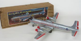 Japanese tinplate battery operated Automatic Multi-Action American Airlines Douglas DC-7C Flagship