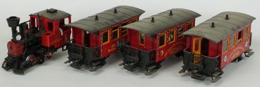 Lehmann LGB G gauge model railway 0-4-0 locomotive and three passenger coaches Deutsche Eisenbahn