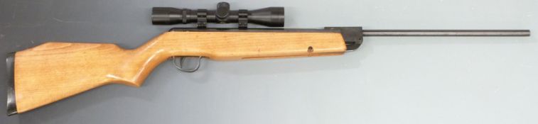 Webley Vulcan .22 air rifle with semi-pistol grip, raised cheek piece and BSA 22 Special 4x32 scope,