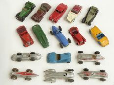 Sixteen Dinky Toys diecast model racing, sports and cabriolet cars including MG Record Car, Auto