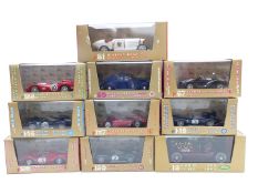 Ten Brumm Oro diecast model vehicles including racing cars, all in original display boxes.