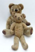 Two blonde mohair Teddy bears, one Merrythought, one Chad Valley, largest 49cm tall. Extra images
