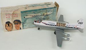 Tomiyama Japan tinplate battery operated Scandinavian Airlines System Lufthansa Airlines Viscount