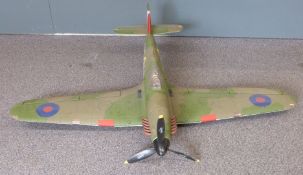 RAF Hurricane radio control aircraft of polystyrene construction powered by electric motor and
