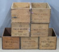 Seven vintage Graham's Port Finest Reserve wooden crates, six Finest Reserve 1942, bottled 1945, the