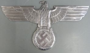 Large replica Nazi German polished cast aluminum eagle and swastika, width 70cm
