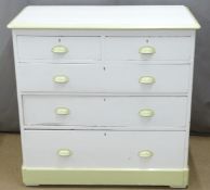 A painted pine chest of two over three graduated drawers, W104 x D54 x H101cm
