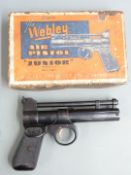 Webley Junior .177 air pistol with named and chequered grips, serial number 309, in original box