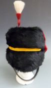 British Army Royal Gloucestershire Hussars full dress fur busby/hat with plain scarlet bag and