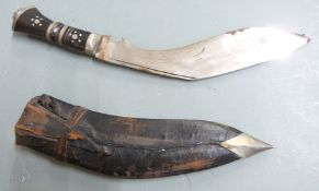 Kukri with India to 22cm blade and sheath with 5th Gurkha Rifles motif
