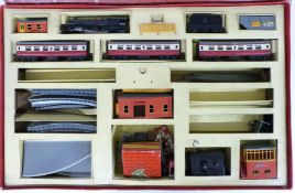 Tri-ang 00 gauge model railway train set with Princess Elizabeth locomotive, coaches, buildings