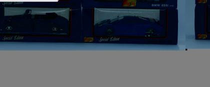 Four Maisto 1:18 scale Special Edition diecast model cars BMW 325i 31812, 502 31817 and 850i 805B