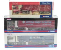 Three Corgi Hauliers Of Renown 1:50 scale limited edition diecast model lorries Norfolkline CC13806,