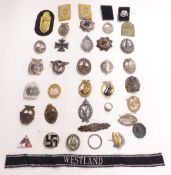 Quantity of replica Nazi German badges to include Iron Cross, Kriegsmarine, Panzer 75 and engagement