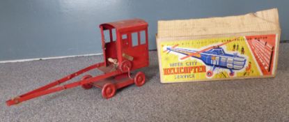 Tudor Rose Inter City Helicopter in original box together with a Tri-and pressed steel crane.