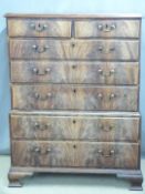 Georgian mahogany chest on chest of two over five graduated drawers, W105 x D53 x H141cm