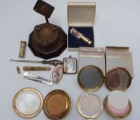 Edward VII hallmarked silver vesta case, button hooks including hallmarked silver handled,