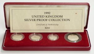 Royal Mint 1992 UK Silver Proof Collection in deluxe case with certificate no 0282
