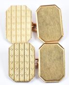 A pair of 9ct gold cufflinks with engine turned decoration,8g