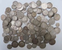 Collection of largely UK silver coinage to include Queen Victoria and George IV examples, some