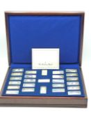 Danbury Mint, cased set of 27 hallmarked silver ingots 'Milestones of Manned Flight' minted with the