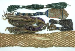 Five 19thC embroidery, beadwork and cut steel misers' purses, longest 50cm
