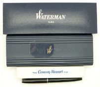 Five fountain pens comprising two cased Waterman examples, Platignum Regal and two Parker examples