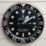 Rolex Oyster Perpetual GMT-Master II dealer's shop display advertising wall clock with black dial,