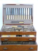 Goldsmiths & Silversmiths Company Ltd mahogany cased twelve place setting part hallmarked silver
