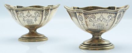 Pair of American sterling silver pedestal salts by Gorham Manufacturing Company, impressed marks EkE
