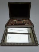 A 19thC Anglo Indian Vizagapatam Sadeli sandalwood and inlaid ivory sewing / needlework box with
