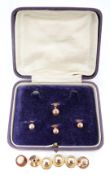 Four 9ct rose gold studs, other 9ct gold studs (5.3g) and yellow metal studs