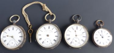 Four English and continental silver pocket watches including H Samuel of Manchester The Accurate,