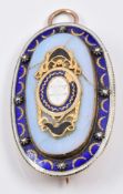 Georgian pendant/ brooch set with enamel reading Souvenir Damcie surrounded by further enamel and