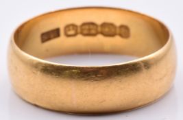 Victorian 22ct gold wedding band/ ring, Birmingham 1895, 6.4g, size R/S