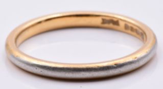 A 22ct gold wedding band/ ring with a platinum finish, 2.8g, size L