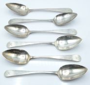Georgian set of six hallmarked Scottish silver table spoons, Edinburgh 1806 maker John Zeigler,