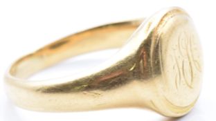 Edwardian 18ct gold signet ring, London 1907, 6.4g, size J