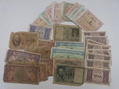 A collection of largely WW2 era Italian Allied military currency, banknotes etc