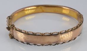 Edwardian child's 9ct gold bangle, Chester 1909, 6.9g
