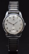 Omega gentleman's wristwatch with inset subsidiary seconds dial, silver hands, Arabic numerals and