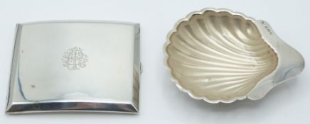 Hallmarked silver cigarette case, Birmingham 1902 maker Wilmot Manufacturing Co, and a footed
