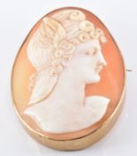 A 9ct gold brooch set with a cameo