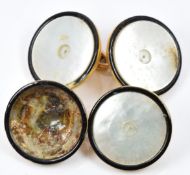 A pair of 9ct gold cufflinks set with mother of pearl, 5.5g