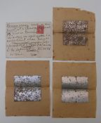 Chinese funeral money comprising four notes in a 1930s envelope with explanatory notes within