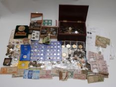 A large amateur collection of largely overseas coinage etc, including Cyprus, some banknotes