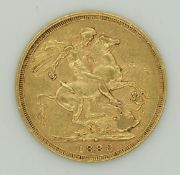 1888 Victoria Jubilee head gold full sovereign, Sydney Mint