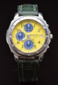 Seiko gentleman's chronograph wristwatch ref. V657-9010 with date aperture, luminous hands and