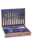 Silver plated six place setting canteen of cutlery by Herbert Robinson, Sheffield, with hallmarked